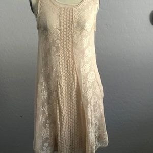 Blush pink free people lace dress with overlay